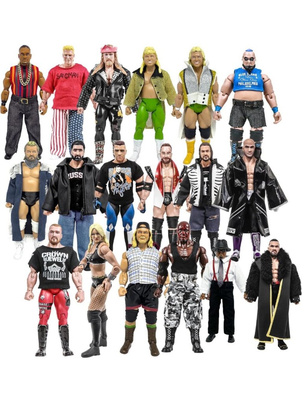 18-Piece Wrestling Action Figures Set - Loose Rising Stars & Legends Collection